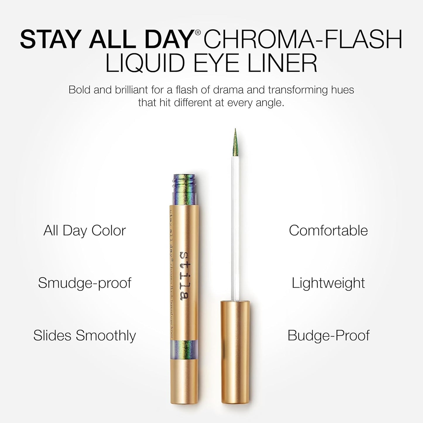 Stila Stay All Day® Chroma-Flash Liquid Eye Liner - Long-Wear Metallic Liner with Chrome Finish | Smudge-Proof, Precision Brush Tip
