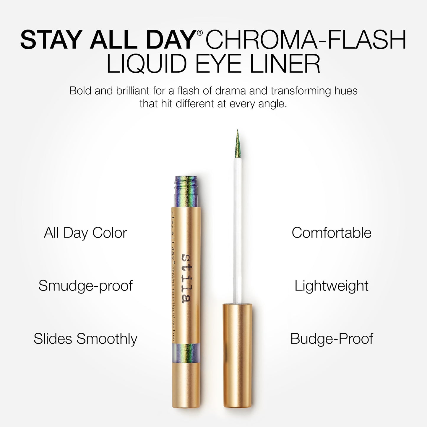 stila Stay All Day® Chroma-Flash Liquid Eye Liner | Long-Wear Shade-Shifting Metallic Liner with Chrome Finish | Smudge-Proof, Fade-Resistant | Precision Brush Tip | Bold, Multi-Dimensional Color