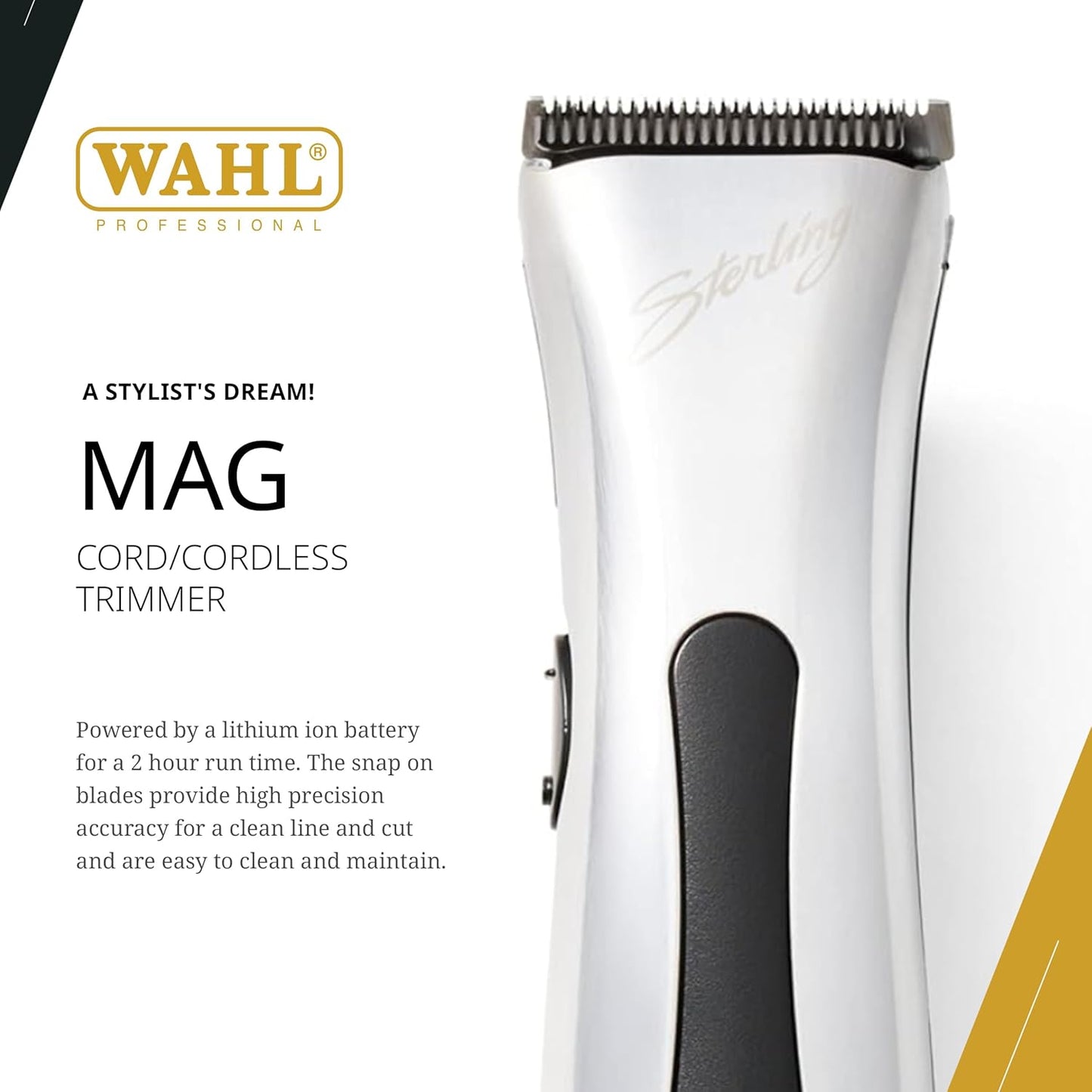 Wahl Professional Sterling Mag Cordless Trimmer - Lithium Ion, Quick-Detach Blade, 120 Min Run Time