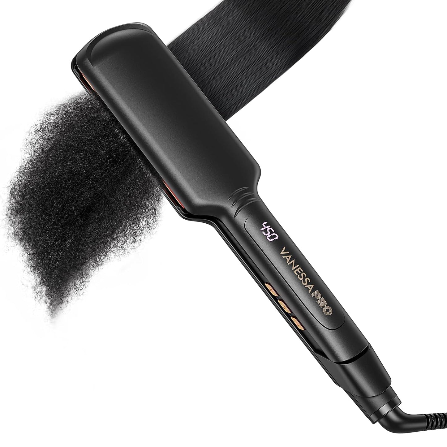 Titanium Flat Iron Hair Straightener for Natural Hair, 2 inch Hair Straightener for Thick Hairs, Silk Press Flat Iron Wide Plate