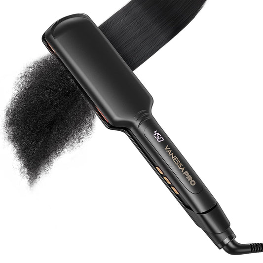 Skiennix Titanium Flat Iron Hair Straightener - 2 Inch Wide Plate for Natural & Thick Hair