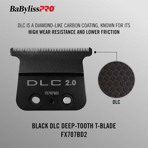 BaBylissPRO Barberology Replacement Blade - Deep Tooth DLC 2 for FX707BD2 Hair Trimmers | Black