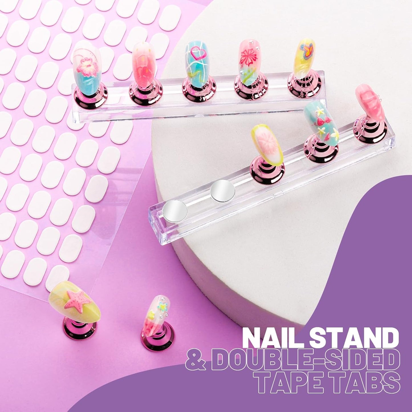 Teenitor Nail Art Tools Set, 23 Pcs Nail Art Brushes, 5 Pcs Nail Dotting Tool, 2 Set of Nail Stand, 100 Pcs Double-Sided Adhesive Tabs, Nail Art Palette, Brushes Holder for DIY Nail Art