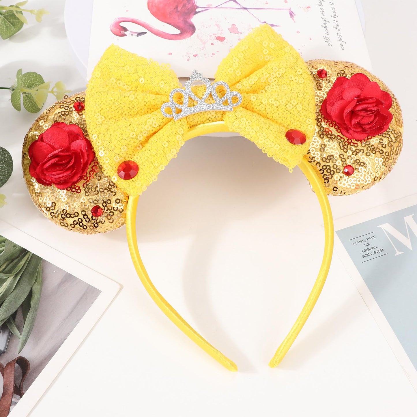 AQOKKA 1 Pcs Mouse Ears Headbands with Bow for Birthday Party, Hair Hoop Party Decoration Cosplay Costume Hair Accessories for Women & Girls