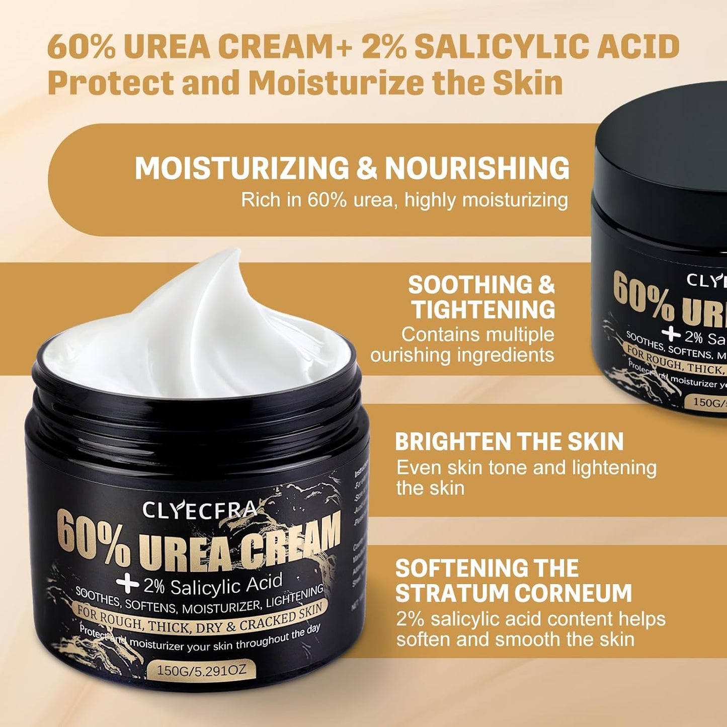 Urea Cream 60% with 2% Salicylic Acid - Maximum Strength Moisturizer for Rough, Dry Skin | 150g