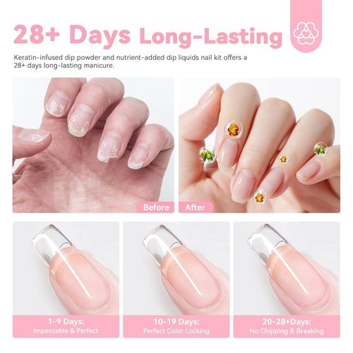 SAVILAND Clear Dip Powder Nail Kit - 60g (2.1oz) Professional Dipping Powder Set for French Manicure