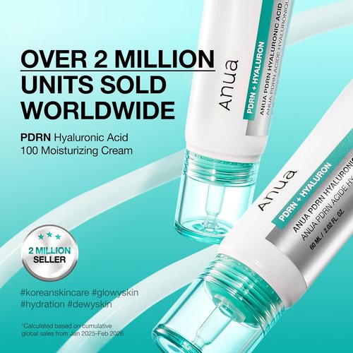 Anua PDRN Hyaluronic Acid 100 Moisturizing Cream - Lightweight, Non-Greasy Hydration for Glass Skin | 2.02 fl oz
