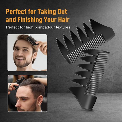 Stylemate 3Pcs Hair Styling Combs Set for Men, Black Barber Wide Tooth Texture Comb for Quiff, Pompadour, Slick Back, Fauxhawk, Undercut