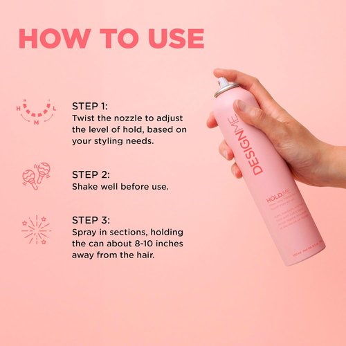HOLD.ME Three-Way Hairspray by DESIGNME - Multi-Purpose Styling Spray for Volume & Hold | Heat Protection, Fast-Drying, Long-Lasting