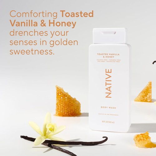 Native Body Wash - Naturally Derived Ingredients for Soft, Hydrated Skin | Toasted Vanilla & Honey, 18 oz