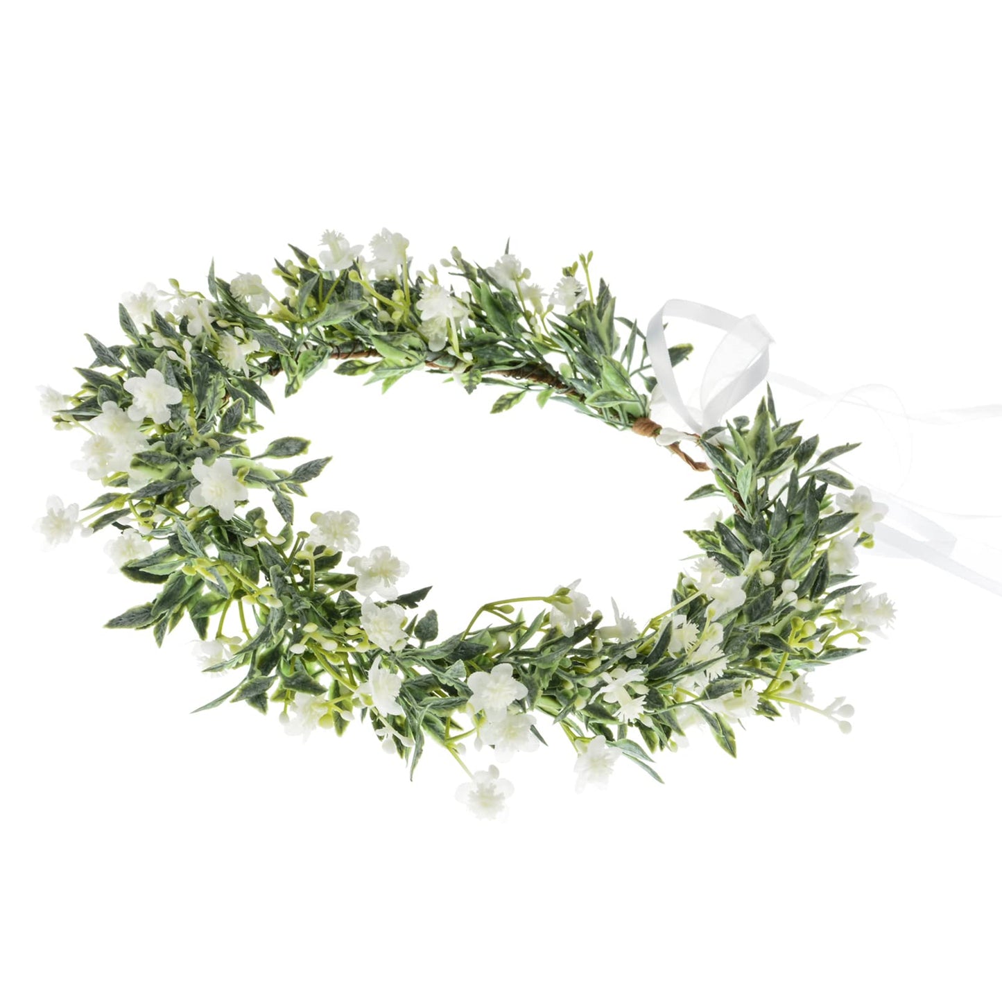 DreamLily White Baby‘s Breath Flower Crown Eucalyptus Crown Bride Bridesmaid Headpiece Boho Hair Wreath DFS18 (Small Ivory)