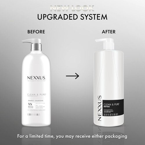 Nexxus Clean & Pure Shampoo - Detox Formula for Professional Hair Care | 33.8 oz, Sulfate & Paraben Free