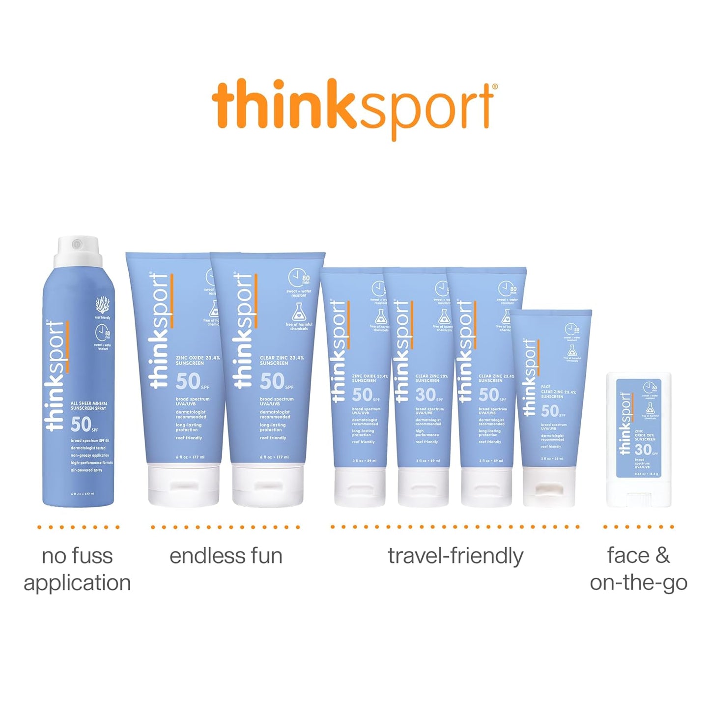 Thinksport SPF 50+ Mineral Sunscreen - Natural, Water Resistant Sunblock for Active Use | Vegan, Reef Friendly, 6oz