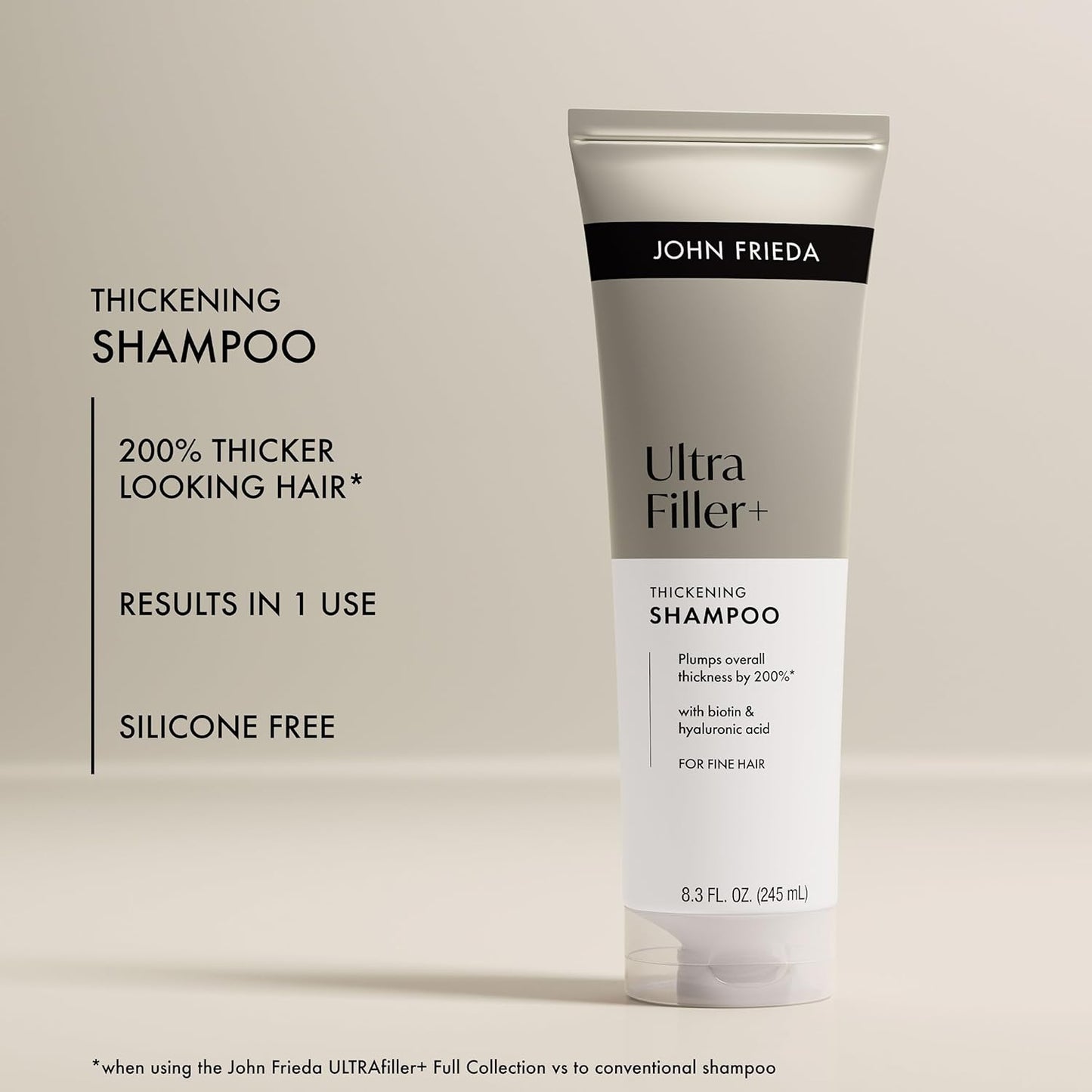 John Frieda ULTRAfiller+ Thickening Shampoo - Strengthen Damaged Hair with Biotin & Hyaluronic Acid | 8.3 Fl Oz