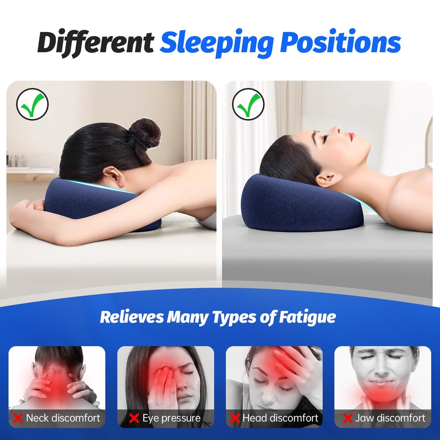 Xiaomubiao Face Down Pillow - Comfortable Massage Headrest for Stomach Sleeping | Navy Blue Cover