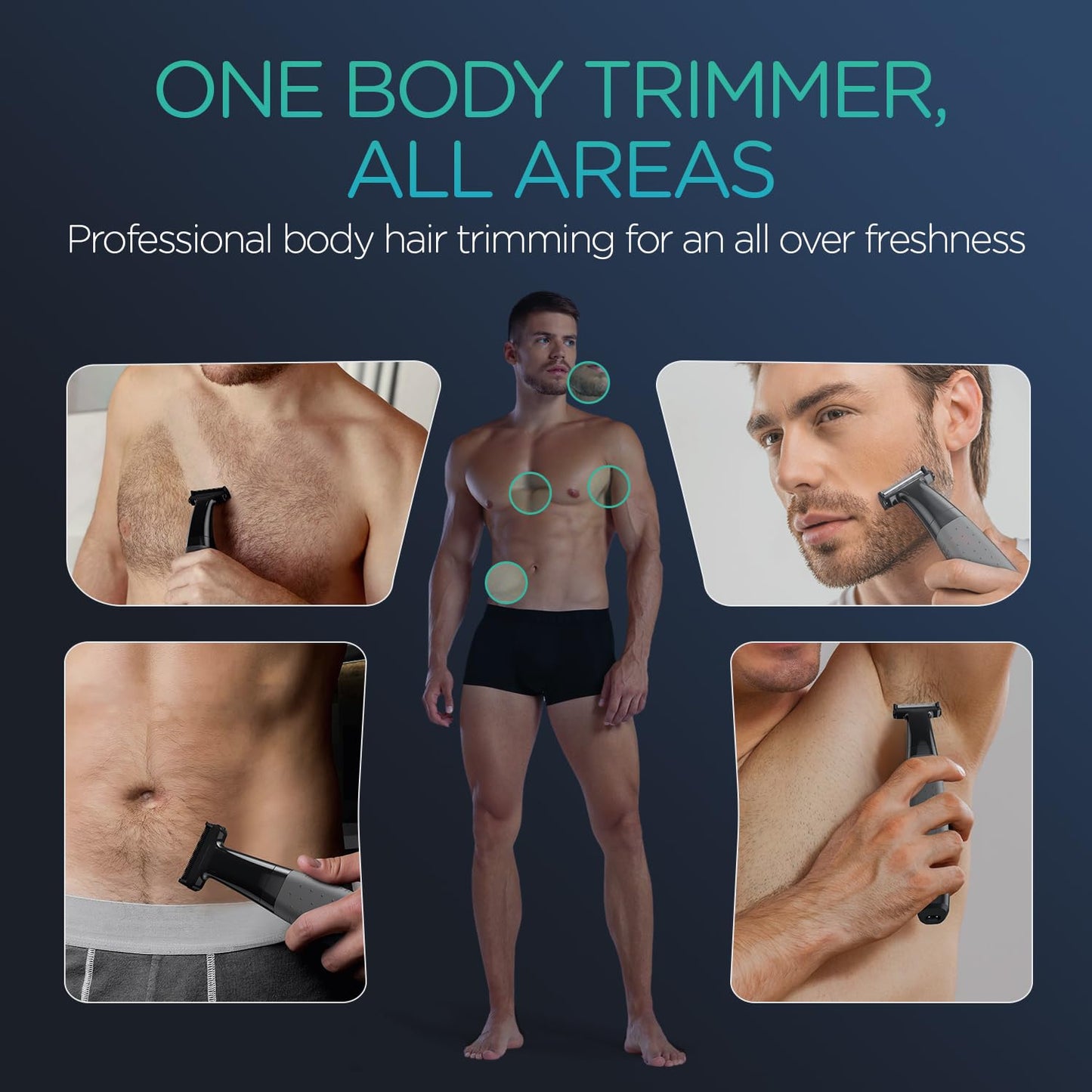 VOYOR Beard Trimmer for Men - All-in-One Rechargeable Grooming Kit | Cordless Wet/Dry Shaver (Grey)