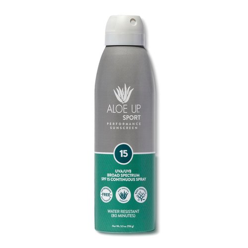 Aloe Up Sport Spray Sunscreen SPF 15 - Hydrating Aloe Vera Gel, Fast Absorbing, Reef Friendly | 6 Oz