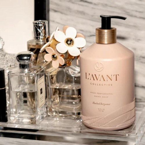 L'AVANT Collective Hand Soap - Luxurious Formula for Soft, Smooth Hands | Blushed Bergamot Scent | 16 Fl Oz Reusable Glass Bottle