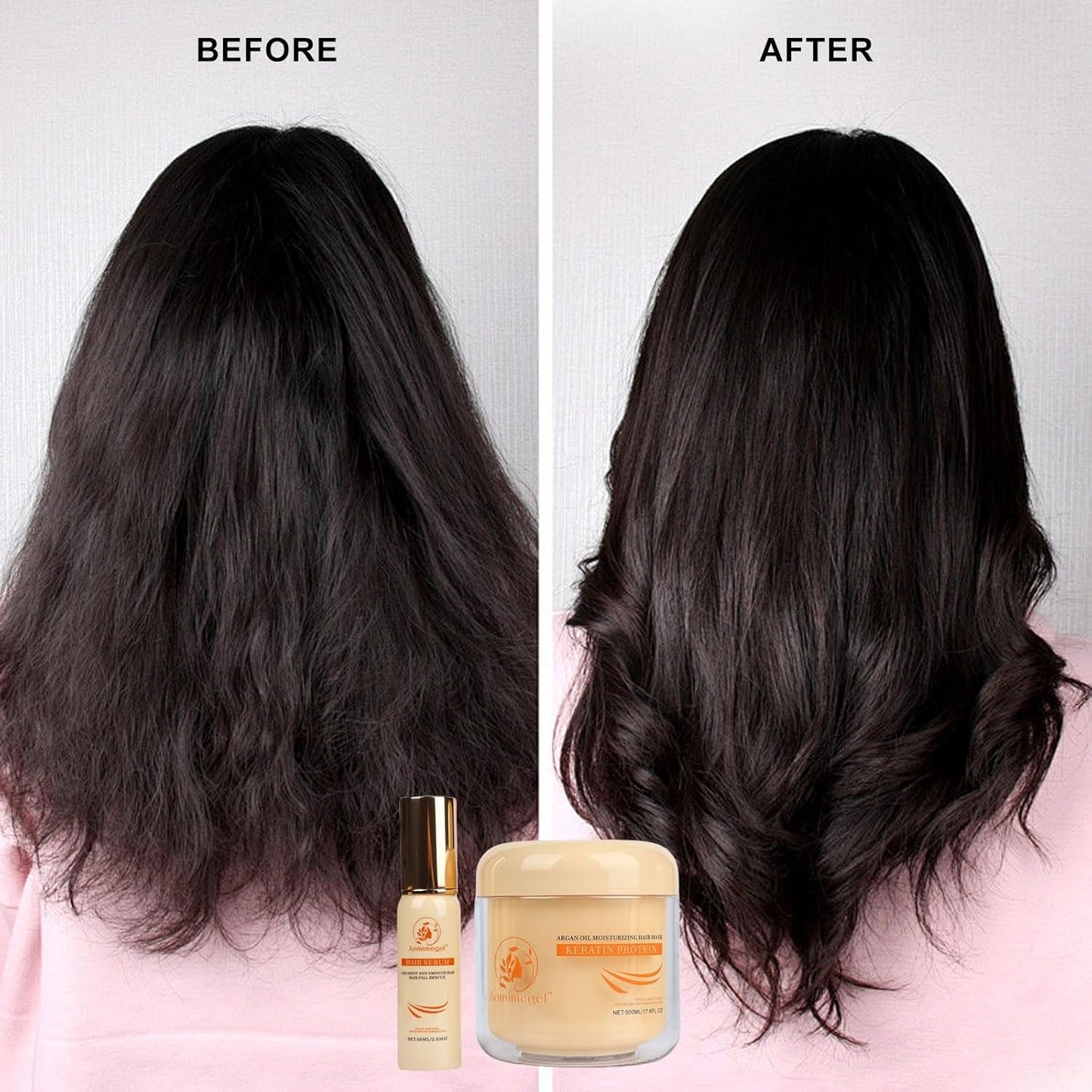 Skiennix Argan Oil Hair Mask Set - Deep Repair Conditioning Treatment for All Hair Types | 16.9 fl oz + 2 fl oz