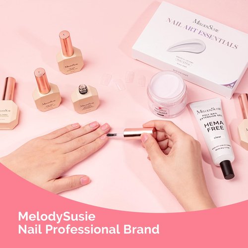 MelodySusie Builder Gel Nail Dehydrator and Primer Set Long Lasting Shine Nail Polish Art Design Manicure Kit Perfect Gifts for Women Girls 3 Pcs 15ml Clear