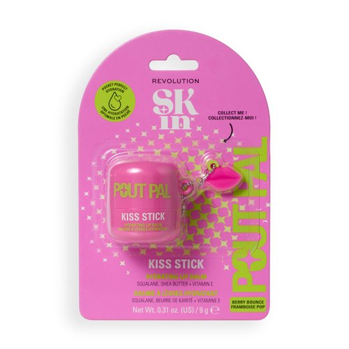 Revolution Skin Pout Pal Kiss Stick, Pocket-Sized Lip Balm, Hydrating Formula with Shea Butter, Squalane & Vitamin E, Vegan & Cruelty Free, Berry, 0.32 oz