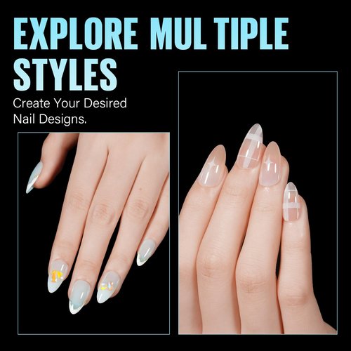 TOMICCA Medium Almond Nail Tips, 240Pcs Soft Acrylic Nails Tips Pre-Shaped Gel Tips, Medium Almond Press on Nails Clear Full Cover Fake Nails for Nail Extension Nail Salon 12 Sizes