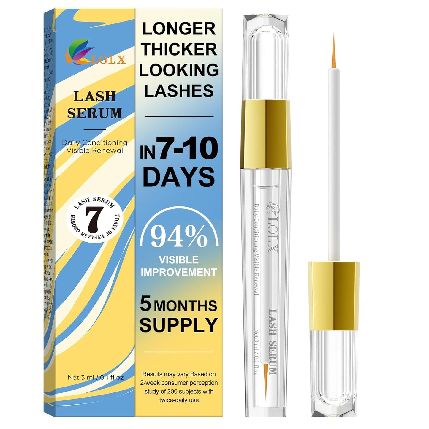 Skiennix Lash Serum - Peptide Infused Formula for Rapid Eyelash Growth | 3 mL for Sensitive Eyes