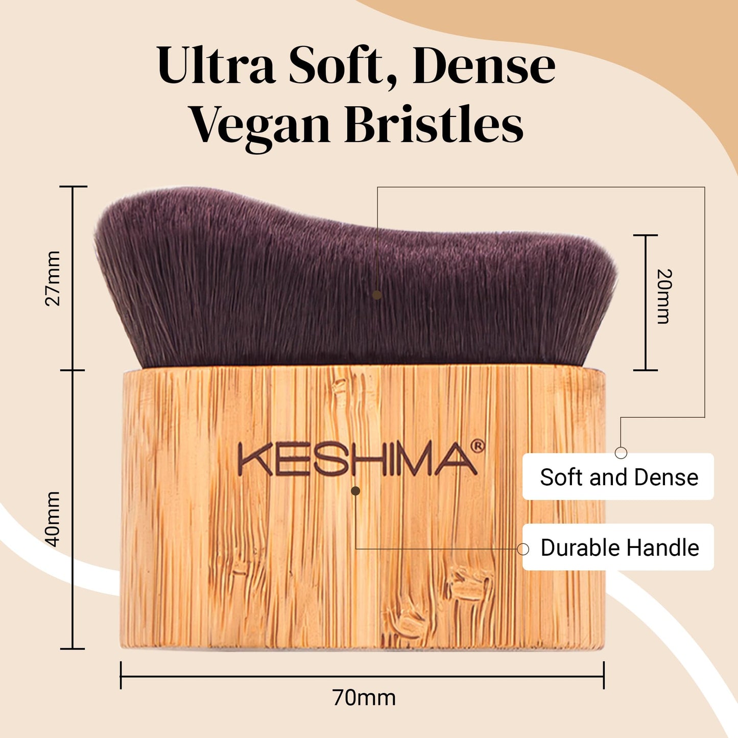 Keshima Self Tanner Brush, Large Self Tanning Brush for Face and Body, Kabuki Self-Tan Applicator for Smooth and Even Coverage