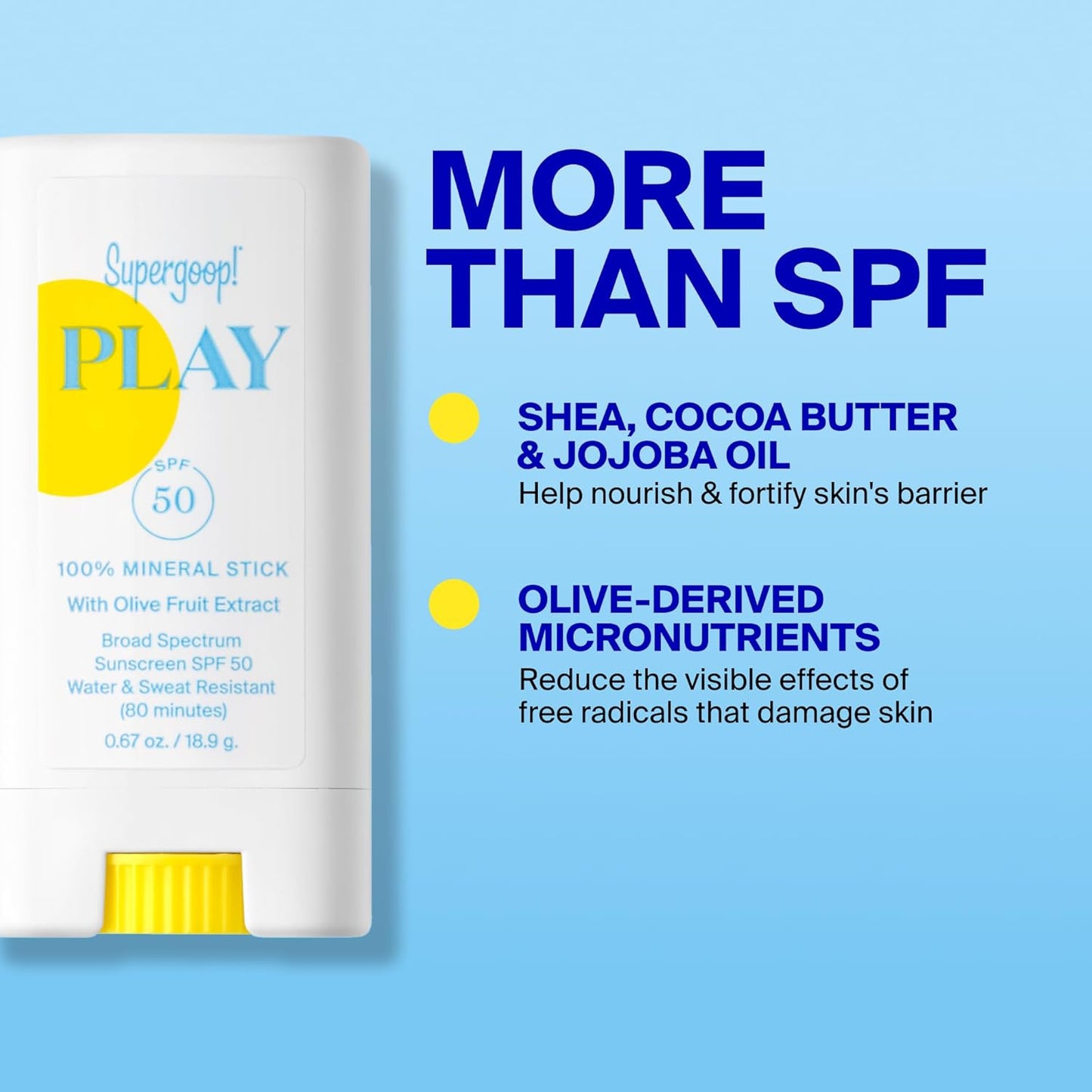 Supergoop! PLAY Mineral Stick SPF 50 | On-the-Go Broad Spectrum Face Sunscreen - Water Resistant - Vegan - 0.67 oz