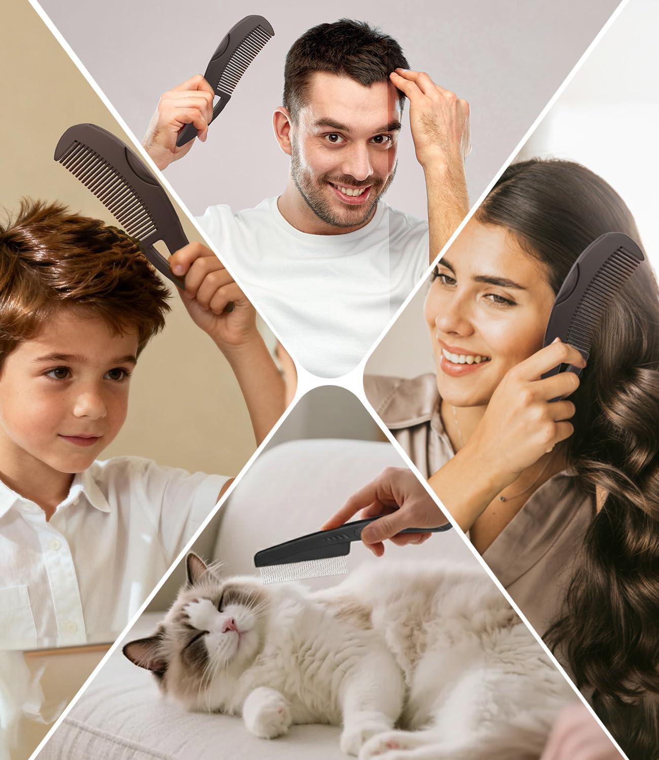 Skiennix Self-Cleaning Dandruff Comb Set - Ergonomic Stainless Steel Scalp Detox Tool | 0.5mm & 2mm Teeth