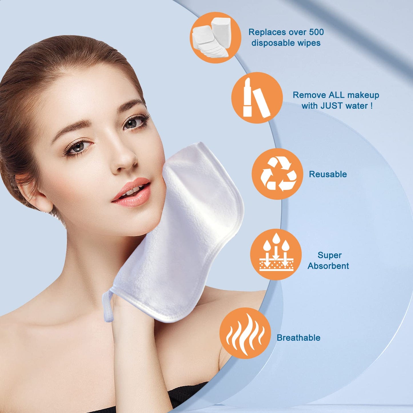 SINLAND Microfiber Facial Cloths Fast Drying Washcloth 8inch x 8inch Absorbent Face Wash Cloth Soft Makeup Remover Cloths