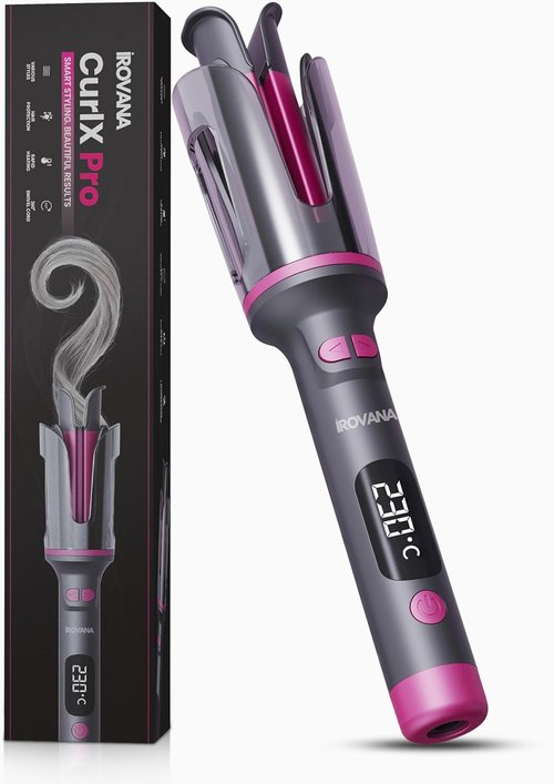 CurlX Pro Automatic Curling Iron - Ceramic Large Barrel with Ionic Technology & 6 Heat Settings