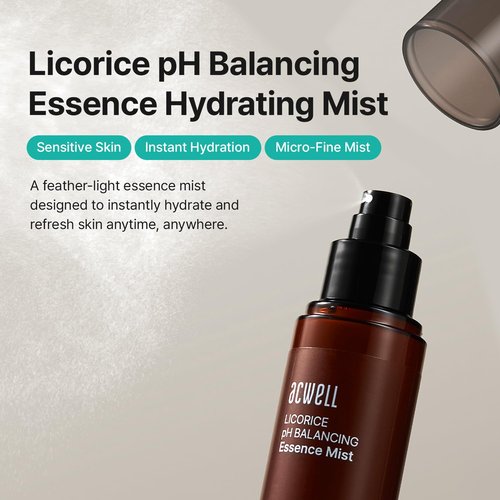 ACWELL Licorice Face Mist - Hydrating pH Balancing Essence with Triple Hyaluronic Acid & Panthenol, 3.38 fl oz