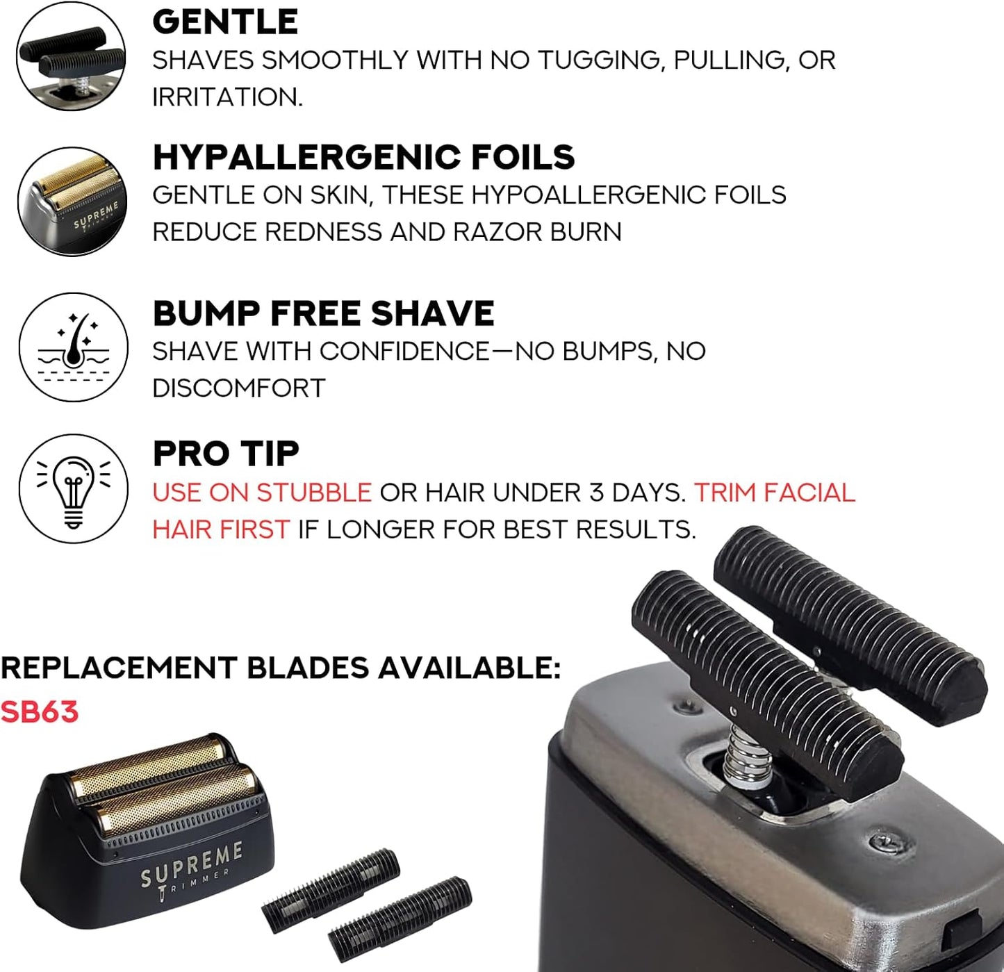 Supreme Trimmer 2-in-1 T-Shaper & Crunch Foil Shaver | Electric Razor & Beard Trimmer Kit - Gold
