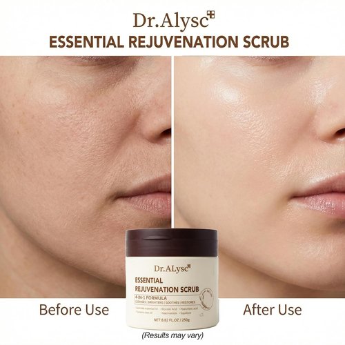 Essence Revitalizing Scrub - Turmeric & Glycolic Acid Treatment for Sensitive Skin | 8.8oz Lavender Cream