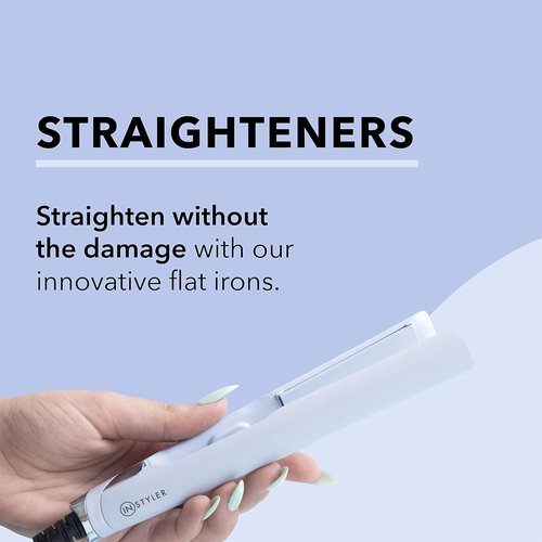 InStyler CURATION Ceramic Hair Straightening Flat Iron - Sleek White Design for Effortless Styling