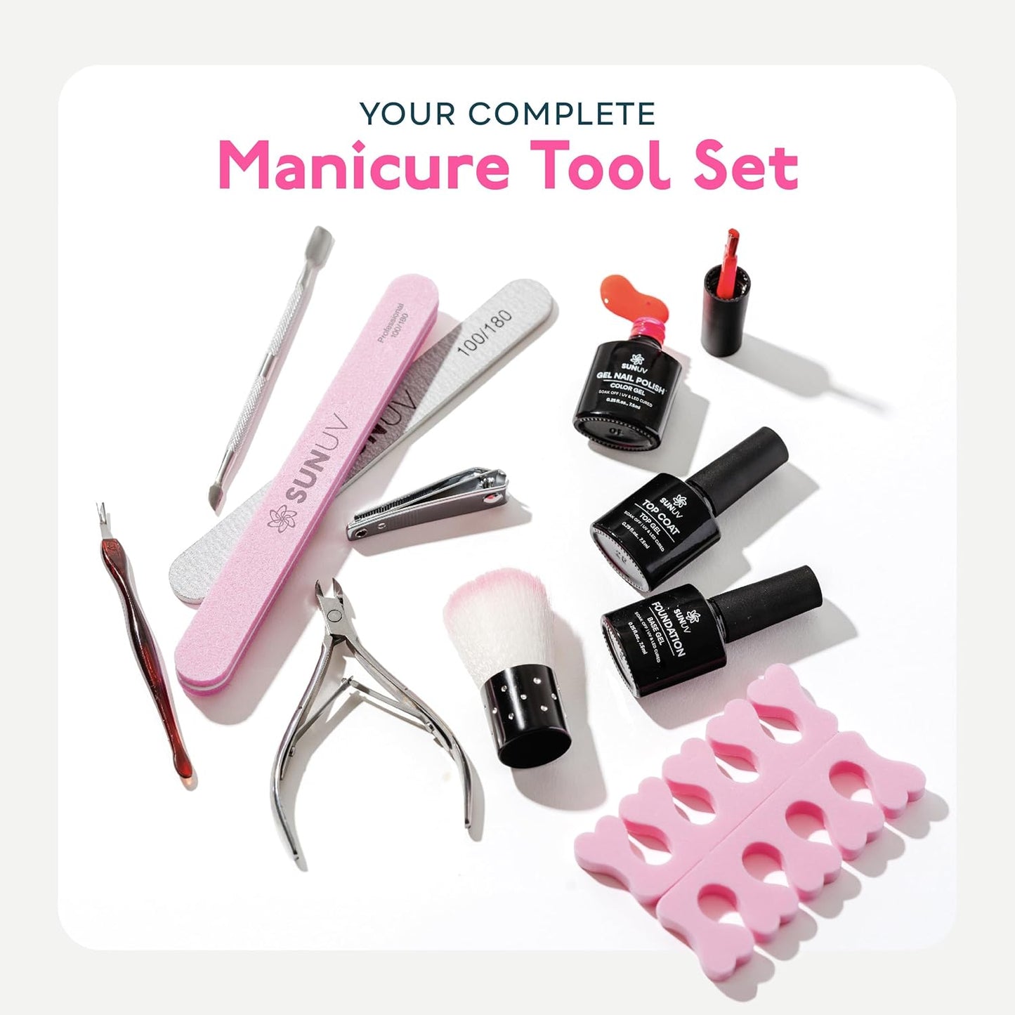 SUNUV Gel Nail Polish Kit - 23 Pcs with UV Light | 12 Vibrant Colors & Manicure Tools for Home Salon