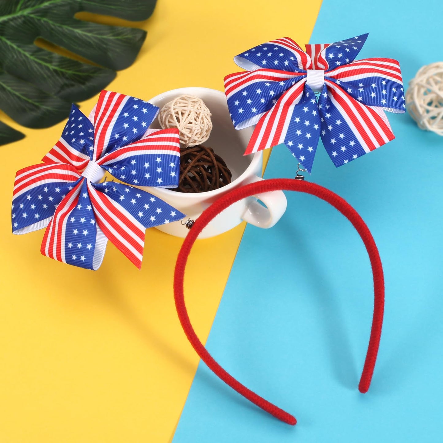 Ardorchid 4th of July Headband Independence Day Hair Accessories Patriotic America USA Flag Red White and Blue Star Party Hair Decoration Cute Elastic Hair Hoop for Women Girls Kids