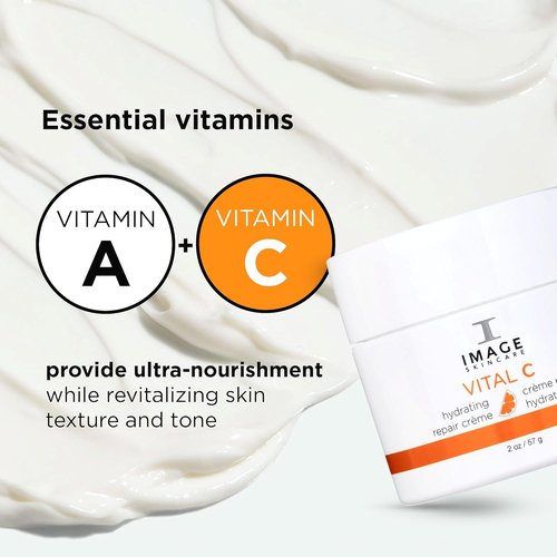 IMAGE Skincare VITAL C Hydrating Repair Crème - Night Cream Moisturizer with Hyaluronic Acid for Dry Skin | 2 fl oz