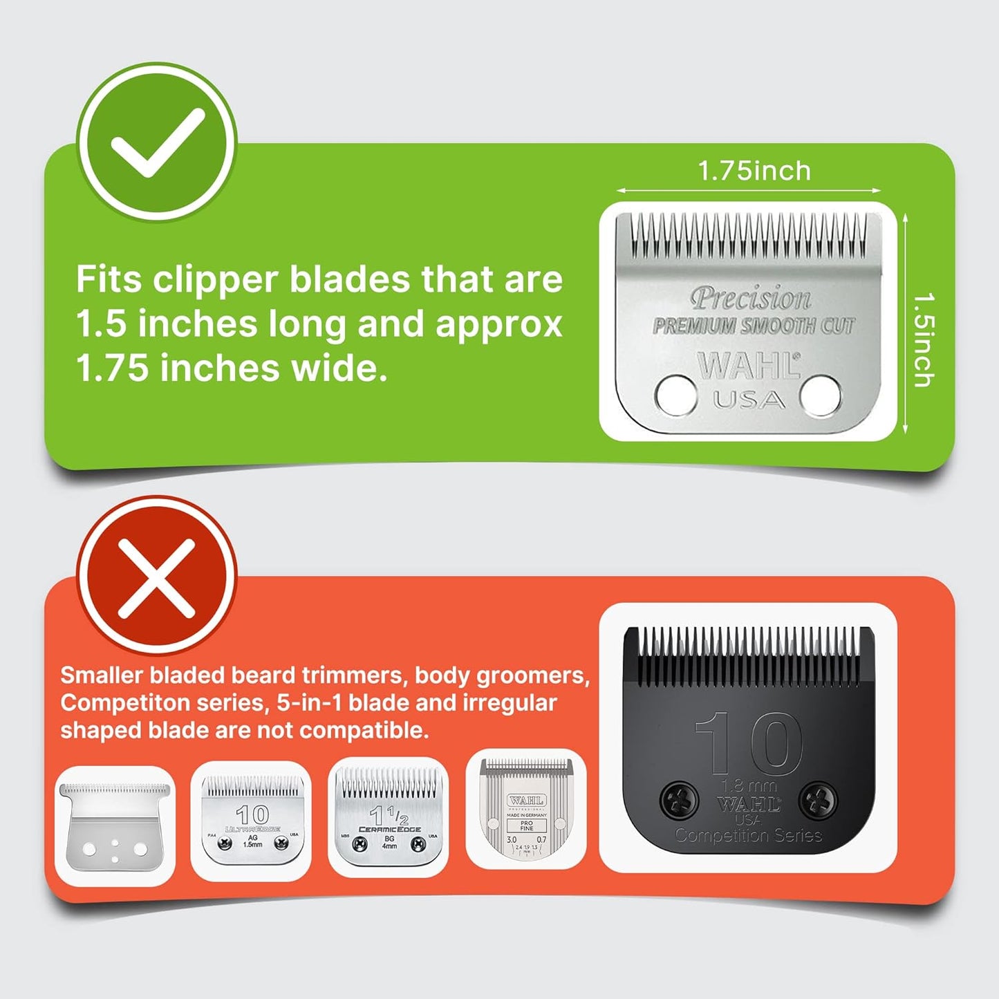 Wahl Clipper Guards - Extra Long Hair Clipper Attachments | 6-Piece Set in Black, 2.5" Size