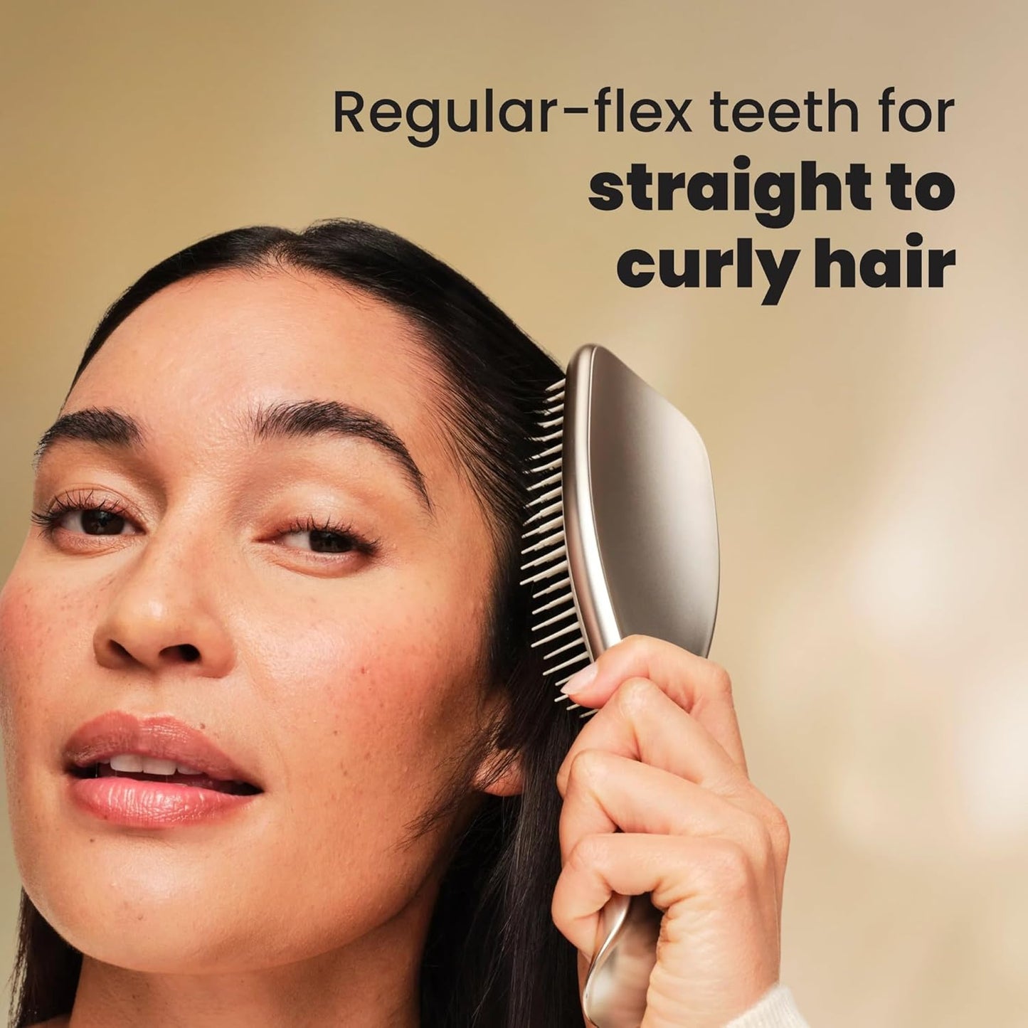 Tangle Teezer Chrome Ultimate Detangler Brush for Wet & Dry Hair, Eliminates Knots & Reduces Breakage for Straight to Curly Hair Types, Champagne Gold