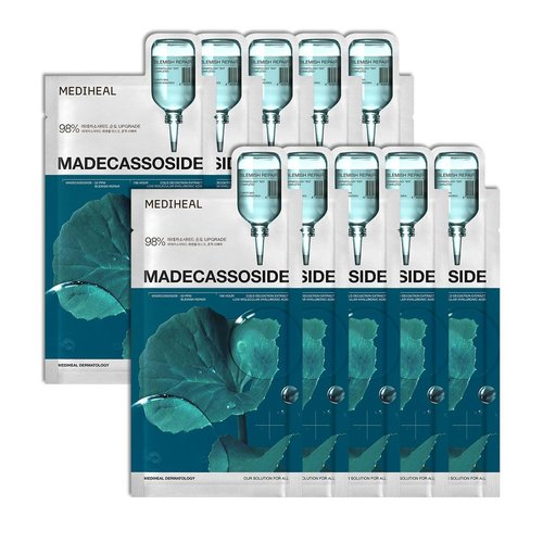 Mediheal Essential Face Mask - Madecassoside Blemish Repair | 10 Pcs, Soothing & Hydrating Vegan Formula