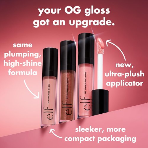 e.l.f. Lip Plumping Gloss - Hydrating High-Shine Formula for Fuller Lips | Pink Paloma, 0.1 Fl Oz