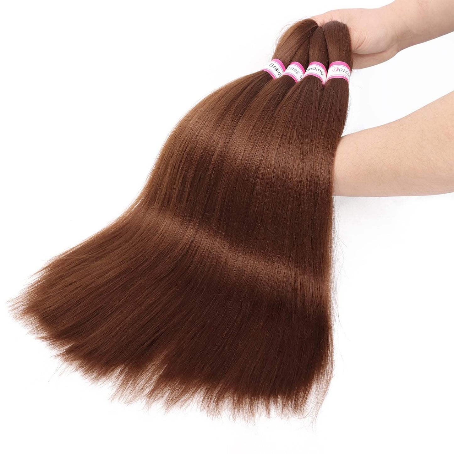 Dorsanee Brown Braiding Hair Pre Stretched 20 Inch 8 Packs Braiding Hair Extensions for Crochet Box Braids Twists Locs Hair Soft Yaki Texture Hot Water Setting (20inch,#30)