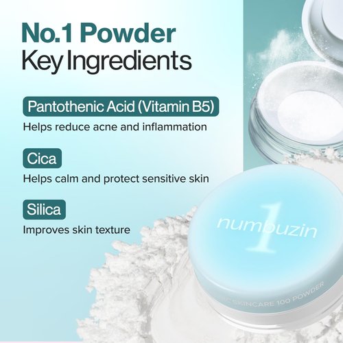 Numbuzin No.1 Powder | 24H Long-Lasting Pantothenic Skincare | Silica & CICA for Acne-Prone Skin | 0.24 oz