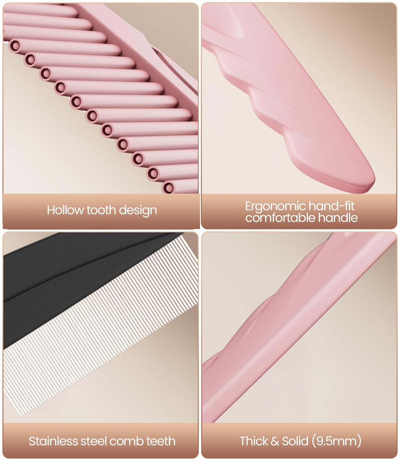 Dandruff Comb | 2PC Upgraded Fine Tooth Scalp Detox Comb for Women, Men & Kids - Pink Hair Care Tool