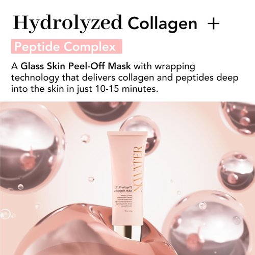 NOWATER Collagen Peel Off Face Mask - Achieve Glass Skin with Hydrolyzed Collagen & 6 Peptides | 2.4 fl. oz