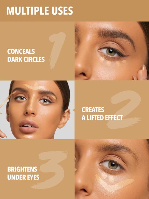 SHEGLAM 12HR Full Coverage Concealer Matte Finish Concealer Stick for Under Eye and Dark Circles - Caramel