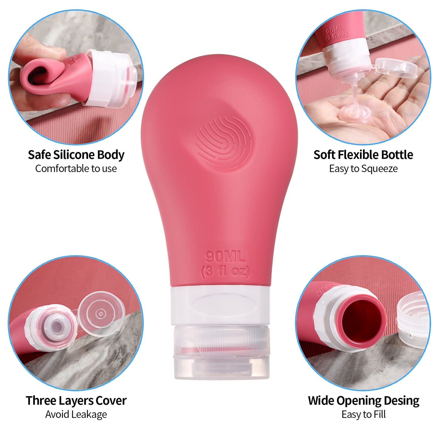 Gemice 16 Pack Travel Bottles Set for Toiletries,TSA Approved Travel Size Containers Leak Proof Silicone Squeezable Tubes Travel Accessories 2oz 3oz for Shampoo Conditioner Lotion Body Wash