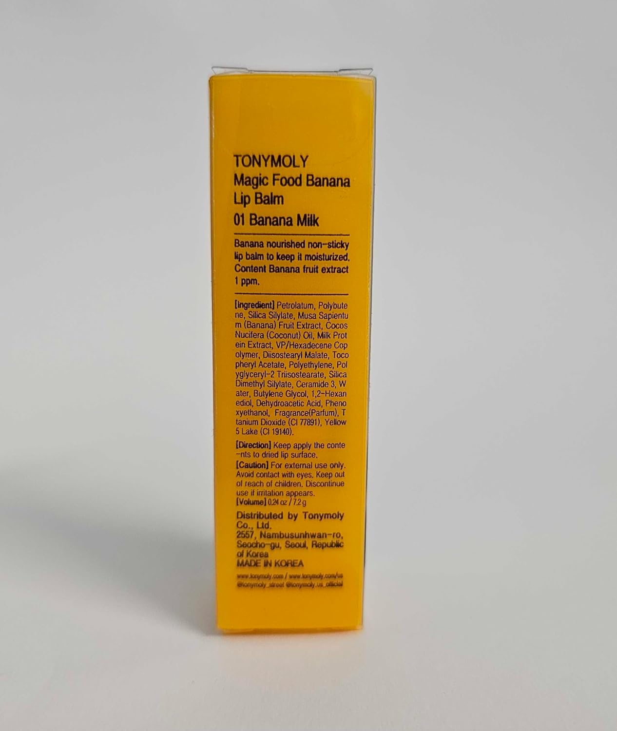 TONYMOLY Magic Food Banana Mini Lip Balm, Hydrating & Moisturizing Korean Lip Care with Shea Butter & Vitamin E, Travel Size, Fruit-Infused Lip Treatment